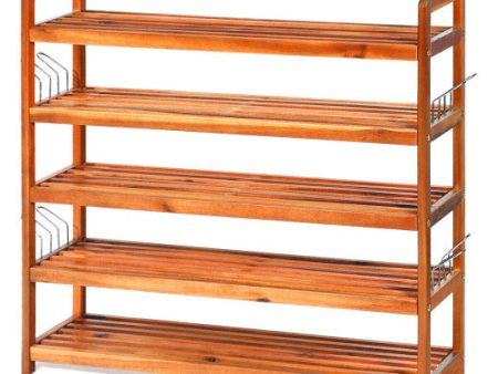 5-Tier Wood Large Shoe Rack Holds up 12-18 Pairs Online now