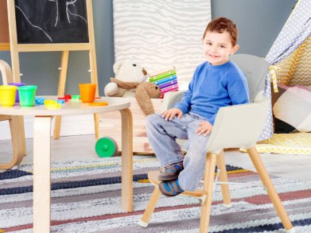 3-in-1 Convertible Wooden High Chair with Cushion-Gray For Sale