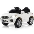 6V Kids Remote Control Battery Powered LED Lights Riding Car-White on Sale