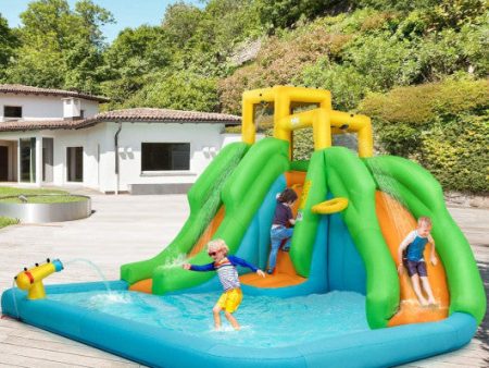 Inflatable Water Park Bounce House with Climbing Wall without Blower Online now