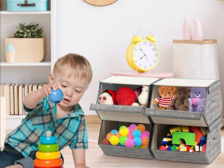 Set of 4 Storage Bins Stackable Cubes with Lid Discount