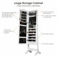 14 LED Jewelry Armoire Cabinet with Full Length Mirror and 4 Tilting Angles-White Fashion