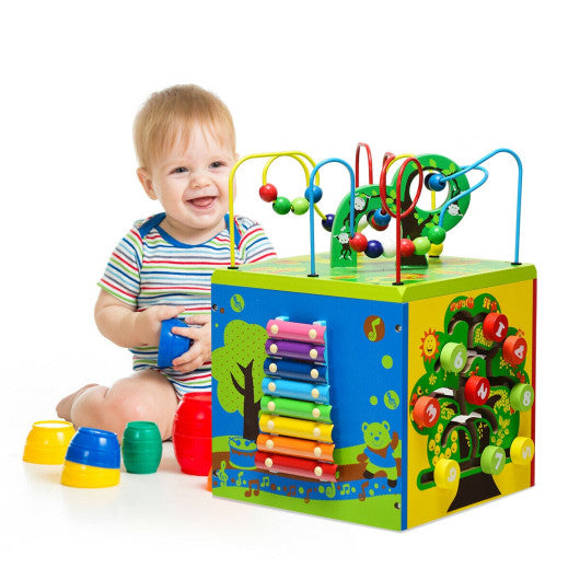 5-in-1 Wooden Activity Cube Toy Online now