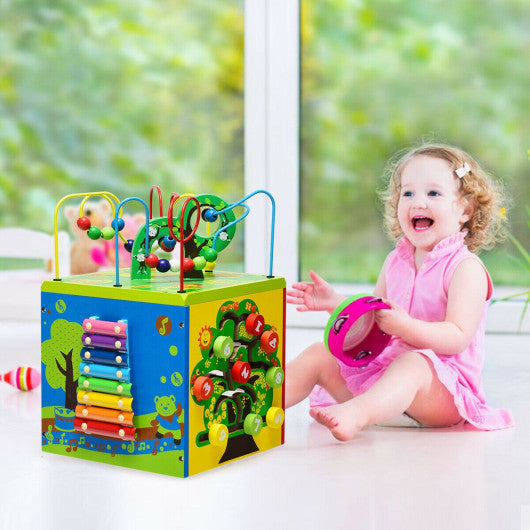 5-in-1 Wooden Activity Cube Toy Online now