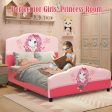 Kids Children Upholstered Platform Toddler Girl Pattern Bed Sale