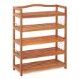 5-Tier Acacia Wood Shoe Rack with Side Metal Hooks Online Hot Sale