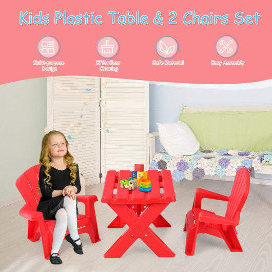 3-Piece Plastic Children Play Table Chair Set-Red Online