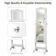 14 LED Jewelry Armoire Cabinet with Full Length Mirror and 4 Tilting Angles-White Fashion