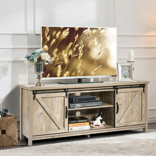 TV Stand Media Center Console Cabinet with Sliding Barn Door - Gray Online Sale