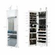 Wall and Door Mounted Mirrored Jewelry Cabinet with Lights-White Online Sale