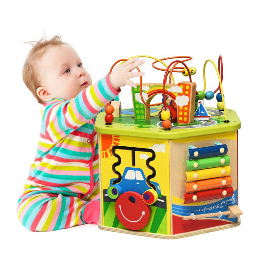 7-in-1 Wooden Activity Cube Toy Supply