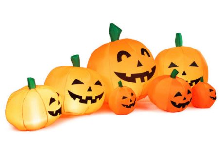 7.5 Feet Halloween Inflatable 7 Pumpkins Patch with LED Lights For Discount