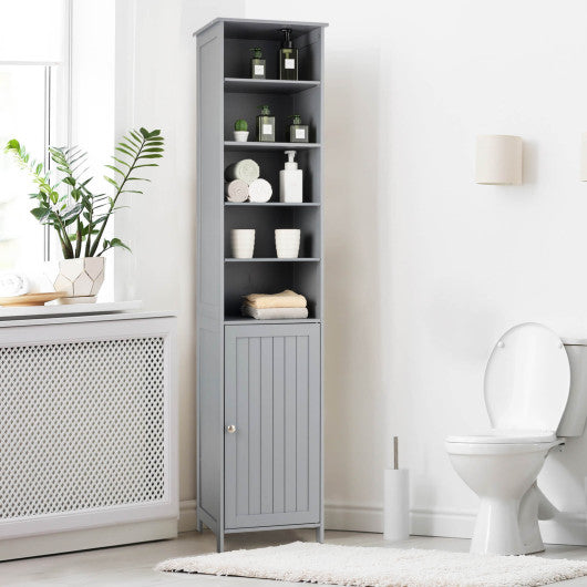 72 Inches Free Standing Tall Floor Bathroom Storage Cabinet-Gray Online Sale