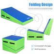 Folding Wedge Exercise Gymnastics Mat with Handles-Green Supply