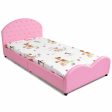 Twin Size Upholstered Platform Toddler Bed with Wood Slat Support Supply