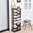 7-Tier Dual Shoe Rack Free Standing Shelves Storage Shelves Concise-Black Sale