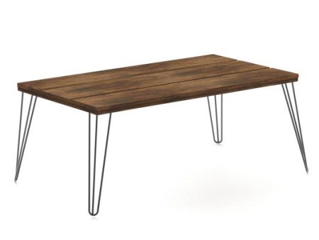 43.5 Inch Wooden Rectangular Coffee Table with Metal Legs Fashion