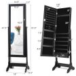 Lockable Mirrored Jewelry Cabinet Armoire Storage Organizer Box-Black For Discount