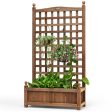 Solid Free Standing Wood Planter Box with Trellis for Garden For Sale