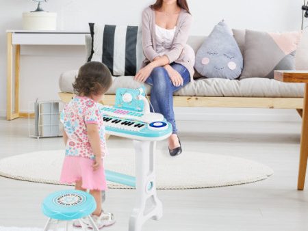 37-key Kids Electronic Piano Keyboard Playset-Blue Fashion