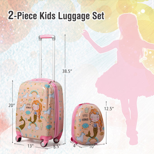 2PC Kids Luggage Set Rolling Suitcase & Backpack-Pink Cheap