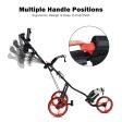 Foldable 3 Wheels Push Pull Golf Trolley with Scoreboard Bag-Red Discount