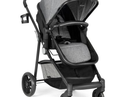 2-in-1 Foldable Pushchair Newborn Infant Baby Stroller-Gray For Cheap