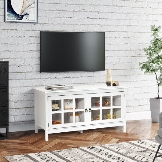 50 Inch Modern Wood Large TV Stand Entertainment Center for TV-White Cheap