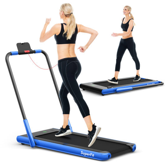 2-in-1 Folding Treadmill with Remote Control and LED Display-Blue Online Sale