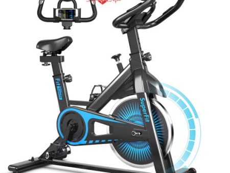 Indoor Silent Belt Drive Adjustable Resistance Cycling Stationary Bike-Blue Online