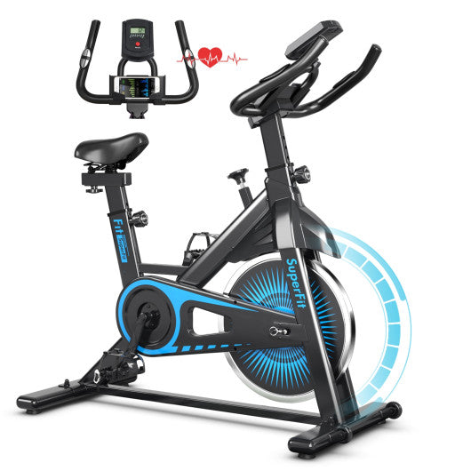 Indoor Silent Belt Drive Adjustable Resistance Cycling Stationary Bike-Blue Online