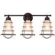 3-Light Vanity Lamp Bathroom Fixture with Metal Wire Cage Online now