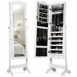 14 LED Jewelry Armoire Cabinet with Full Length Mirror and 4 Tilting Angles-White Fashion