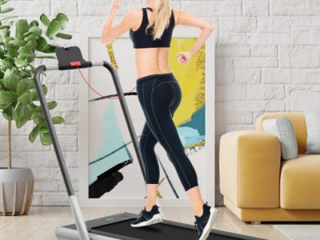 2-in-1 Folding Treadmill with Remote Control and LED Display-Silver Cheap