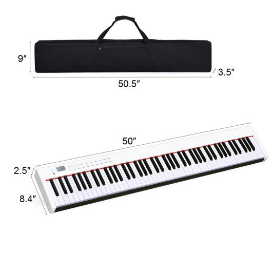 88-Key Portable Full-Size Semi-weighted Digital Piano Keyboard-White For Sale