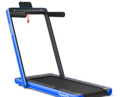 2-in-1 Electric Motorized Health and Fitness Folding Treadmill with Dual Display-Blue Online Sale