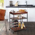 3 Tiers Storage Bar Serving Cart with Wine Rack Online Hot Sale