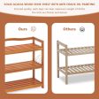 2-Tier Acacia Wood Shoe Rack with 4 Side Metal Hooks Online Hot Sale