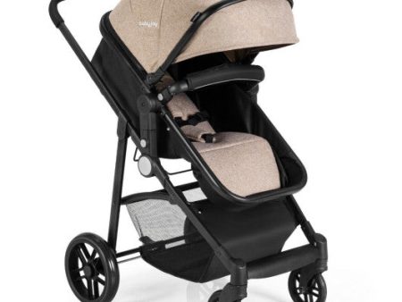 2-in-1 Foldable Pushchair Newborn Infant Baby Stroller-Coffee Online Sale