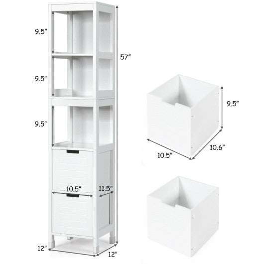 5-Tier Multifunctional  Bathroom Floor Cabine Storage with 2 Drawers Online Hot Sale