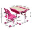 Height Adjustable Kids Study Desk and Chair Set-Pink Cheap