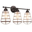 3-Light Vanity Lamp Bathroom Fixture with Metal Wire Cage Online now