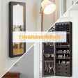 5 LEDs Lockable Mirror Jewelry Cabinet Armoire with 6 Drawers-Brown Online Hot Sale