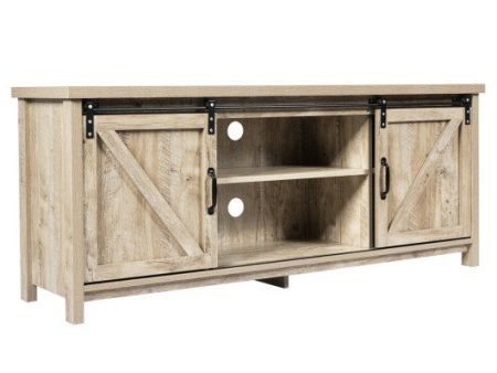 TV Stand Media Center Console Cabinet with Sliding Barn Door - Gray Online Sale