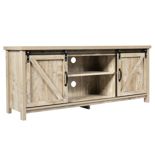 TV Stand Media Center Console Cabinet with Sliding Barn Door - Gray Online Sale