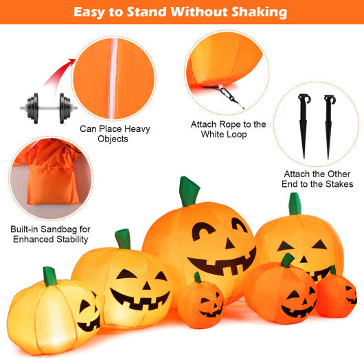 7.5 Feet Halloween Inflatable 7 Pumpkins Patch with LED Lights For Discount