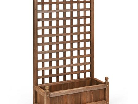 Solid Free Standing Wood Planter Box with Trellis for Garden For Sale