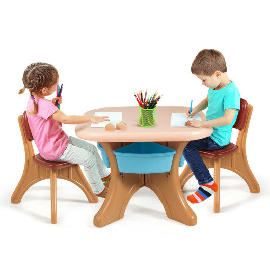 Children Kids Activity Table & Chair Set Play Furniture W Storage-Coffee Supply