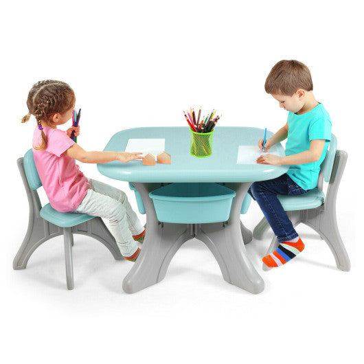 Children Kids Activity Table & Chair Set Play Furniture W Storage-Blue Hot on Sale