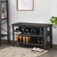 3-Tier Shoe Rack Industrial Shoe Bench with Storage Shelves-Black Online Sale